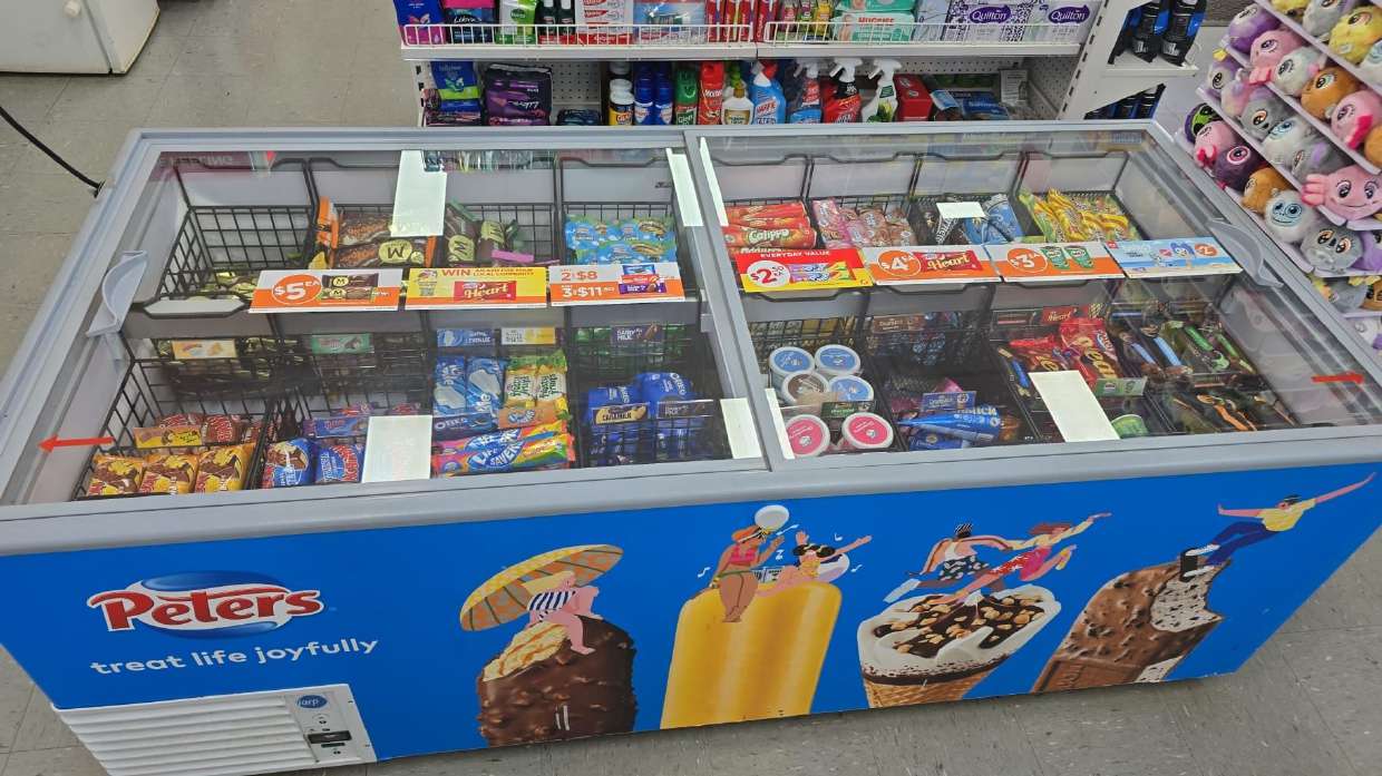 Ice cream freezer inside the store
